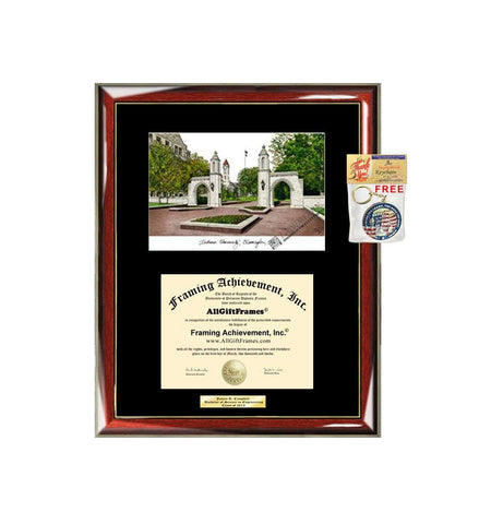 Indiana University Bloomington Diploma Frame Lithograph Degree Graduation Framing Black Matted Engraved Custom University Graduate Gift Holder Case