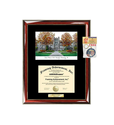Central Missouri State University CMSU Diploma Frame Lithograph Degree Graduation Framing Black Matted Engraved Custom University Graduate Gift Holder Case