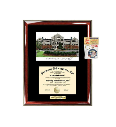 Catholic University of America CUA Diploma Frame Lithograph Degree Graduation Framing Black Matted Engraved Custom University Graduate Gift Holder Case