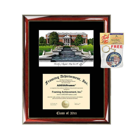 University of Maryland College Park Diploma Frame Emboss Lithograph UMD Document Framing Certificate Graduation Degree Holder Graduate Gift Diploma Frames