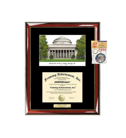Massachusetts Institute of Technology MIT Diploma Frame Lithograph Degree Graduation Framing Black Matted Engraved Custom University Graduate Gift Holder Case