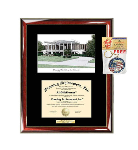 University of New Orleans Diploma Frame Lithograph UNO Graduation Degree Framing Graduate Gift University Diploma Frames