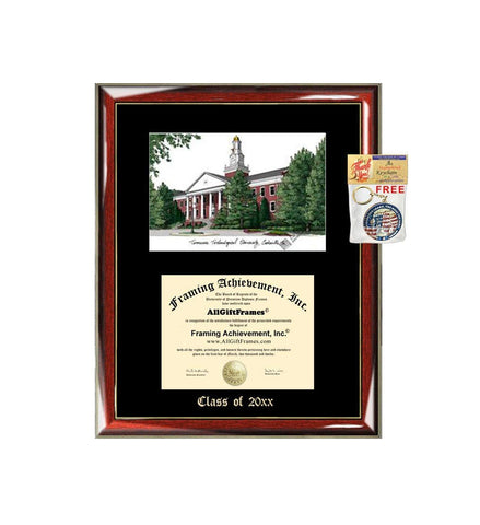 Tennessee Technological University Diploma Frame Emboss Lithograph TTU Graduation Gift Degree Framing Certificate Plaque Black Matted University Diploma Frames