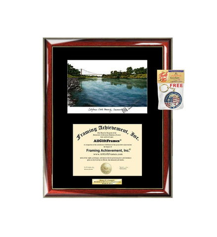 California State University Sacramento CSUS Diploma Frame Lithograph Degree Graduation Framing Black Matted Engraved Custom University Graduate Gift Holder Case