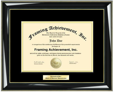 Diploma Frames College Diploma Framing Graduation Gifts Certificate Frames Top matted Black Inner Gold Glossy Black with Gold Accents