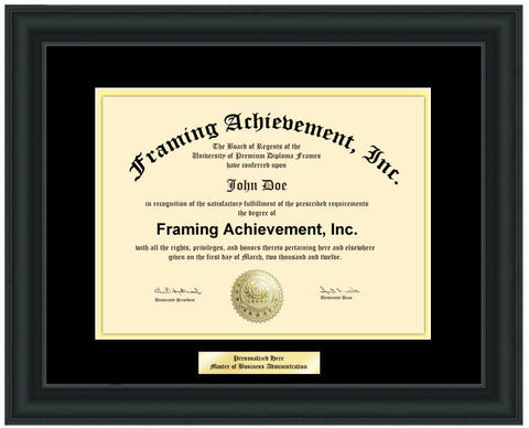 University Diploma Frames Graduation College Frames with Engraving Plate Certificate Frames Top matted Black Inner Gold Satin Rich Black