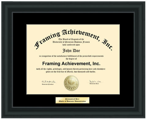 College Diploma Frame Engraving Plate Black Mat - Satin Black Graduation University Frames - Graduation Diploma Framing Certificate Plaques
