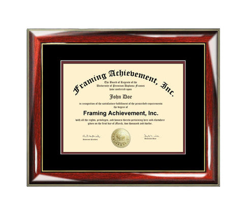 Certificate Frame University Diploma Frames High School Degree Graduation Glossy Prestige Mahogany Gold Top matted Black Inner mat Maroon