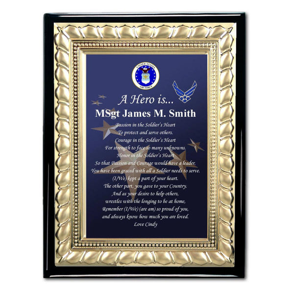 Military Gift USAF Plaque Retirement Discharge Going Away Air Force Gold Plaque