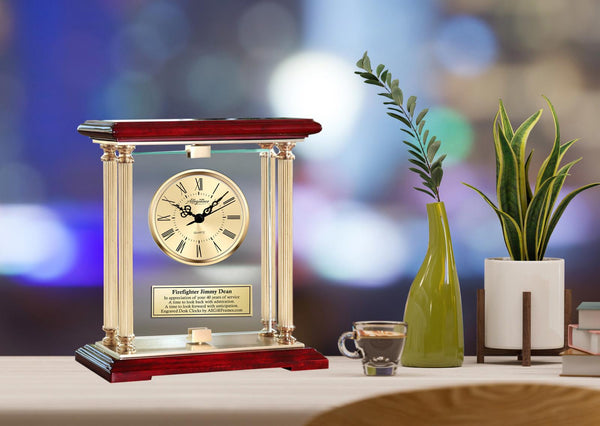 Executive Gift Clock Engrave Mantel Employee Service Award Wedding Anniversary