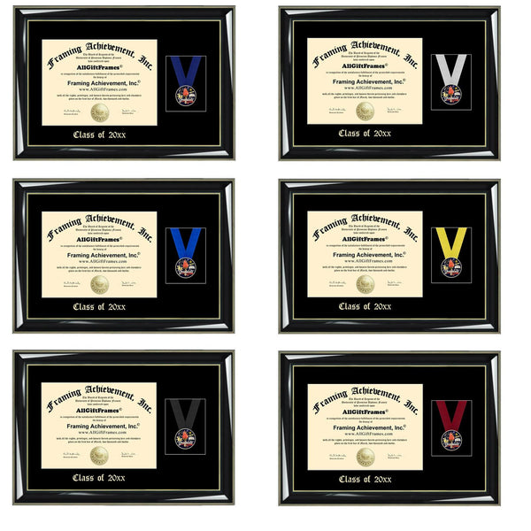 Emboss Medal Box Graduation Diploma Frame Recognition Success Academic School Graduate Medallion Ribbon Military Retirement Honors Degree Medal Framing