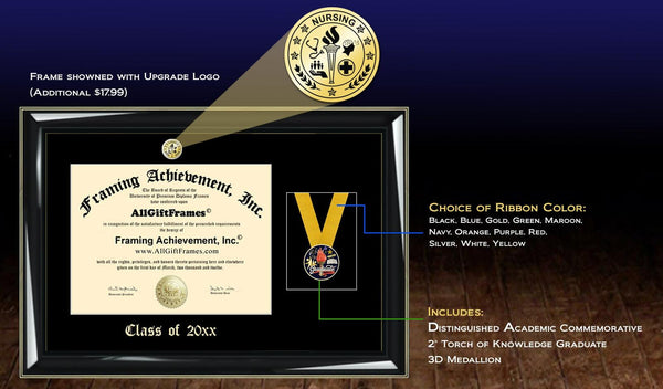 Emboss Medal Box Graduation Diploma Frame Recognition Success Academic School Graduate Medallion Ribbon Military Retirement Honors Degree Medal Framing