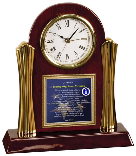 Military Gift Desk Clock USAF Air Force Retirement Promotion Hero Retired