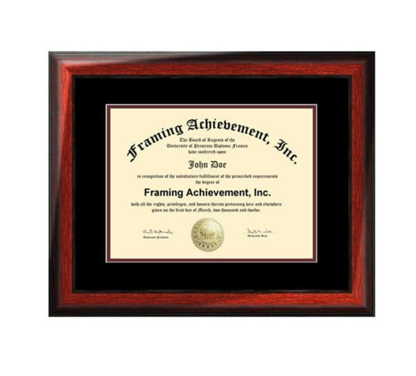 Certificate Frame College Degree Graduation Diploma Frame Satin Rich Mahogany Top mat Black Inner matted Maroon Document Plaque