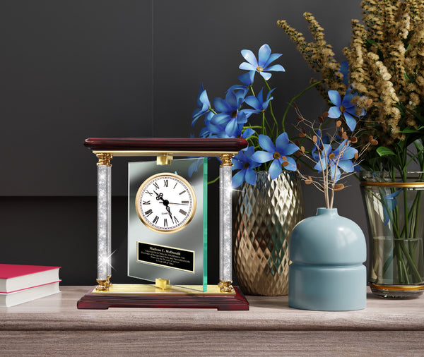 Personalized Desktop Clock Custom Gift Idea Unique Diamond Crystal Clocks Him Her Present Anniversary Love Wife Husband Retirement Employee