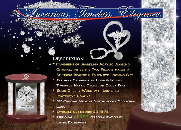 Engrave clock diamond medical BSN RN MD nurse retirement doctor congratulation