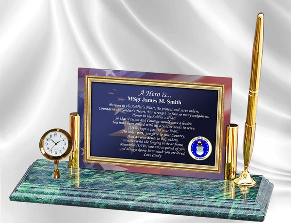 Personalized Military Gift USAF Army Clock Pen Air Force Retirement Navy