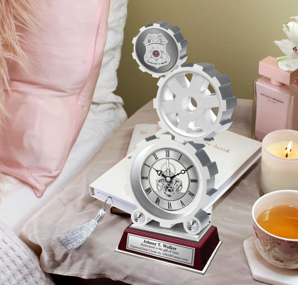 Police academy graduation police officer retirement promotion awards desk clock