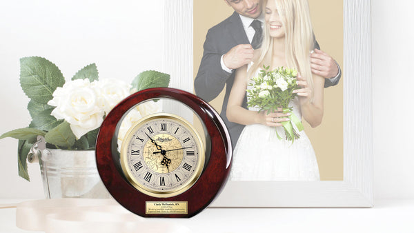Gold clock engraving plaque personalized birthday wedding anniversary promotion