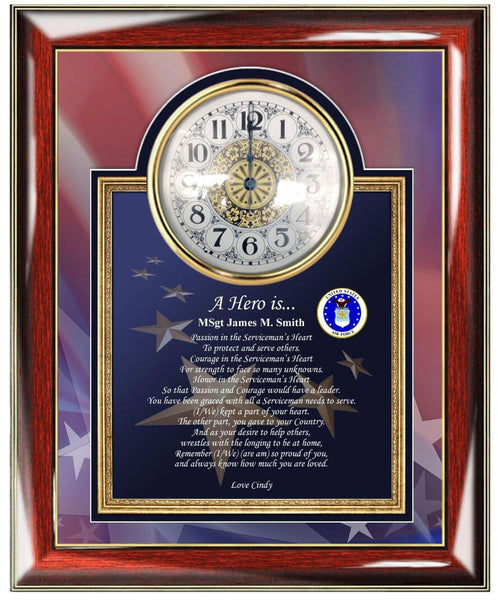 Air Force Plaque USAF Army USMC Military Personalized Clock Retirement Gift