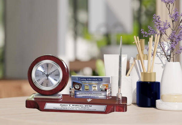 DVM Nameplate desk clock veterinarian gift card holder pen name plate veterinary