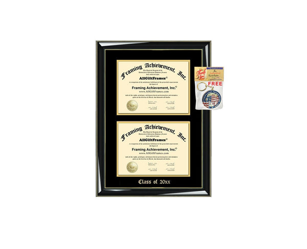 Emboss Double Diploma Frame Two Degree Framing Matted Graduation Gift Certificate Holder Case Dual Graduate School State Board Document License