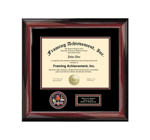 Diploma Frame Medal Display Case Mahogany Wood Matted Framing Graduation Certificate Award Degree Graduate Medallion Military Gift Holder