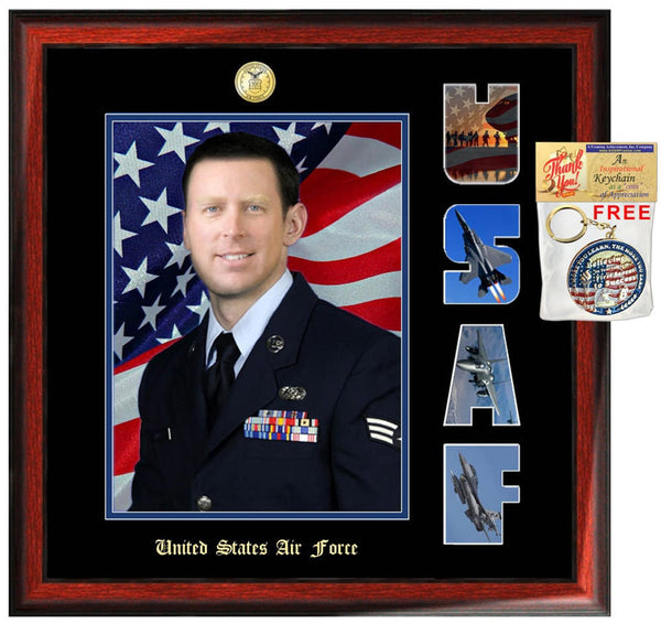 USAF Picture Frame Air Force Military Wall Photo Plaque Promotion Retirement