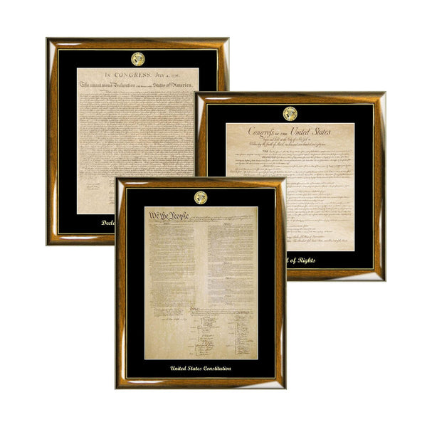 Walnut Frame Matted Lawyer Gifts United States Constitution Bill of Rights Declaration Independence Attorney Present Legal Profession