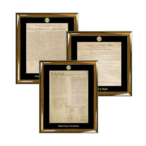 Walnut Frame Matted Lawyer Gifts United States Constitution Bill of Rights Declaration Independence Attorney Present Legal Profession