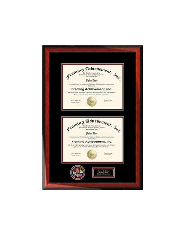 Two Degree Frame Document Dual Diploma Board License Double Certificate Holder Case Engrave Graduate Award Medal Plaque Framing Matted Gift