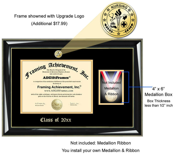 Medal Box Diploma Frame Degree Framing Medallion Holder Plaque Graduation Honors Medallion Ribbon Military Retirement College University