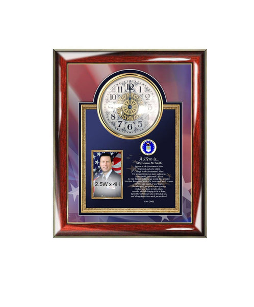 USAF Clock Picture Frame Us Air Force Poetry Personalized Photo Present Military Hero Poem Soldier