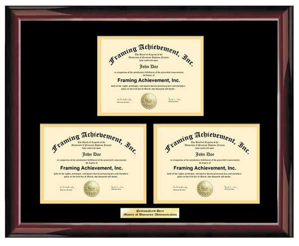 State Board Engraved Diploma Frame Triple Degree Framing Document University College License Certification Certificate Holder Display Etched Plaque Personalized