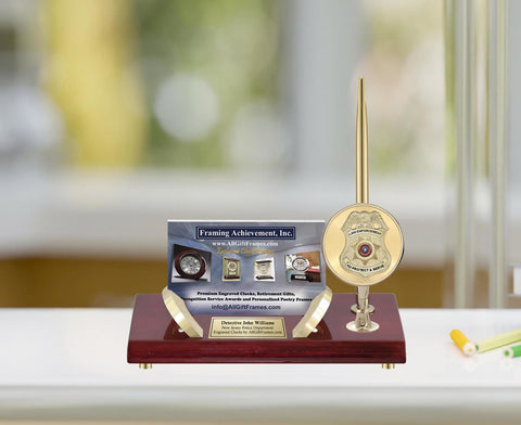 Officer etch business card law enforcement congratulation police gift promotion