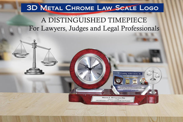 Engrave law gift desk clock business card holder attorney school graduation gift