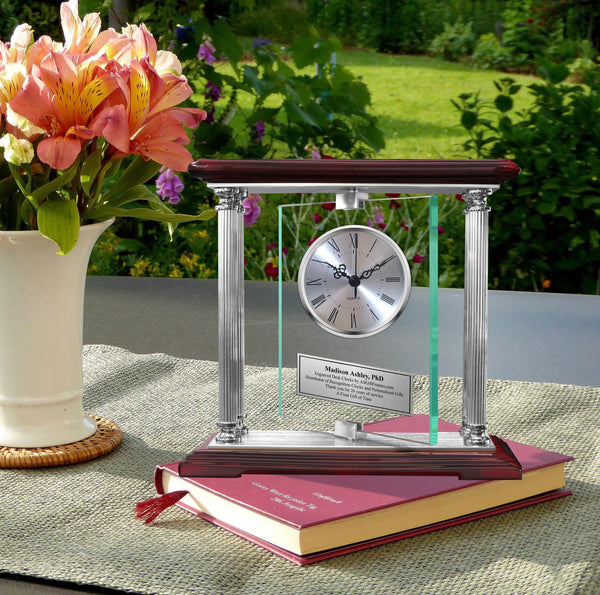 Engraved Clock Silver Engraving Personalized Retirement Gift Employee Award Boss