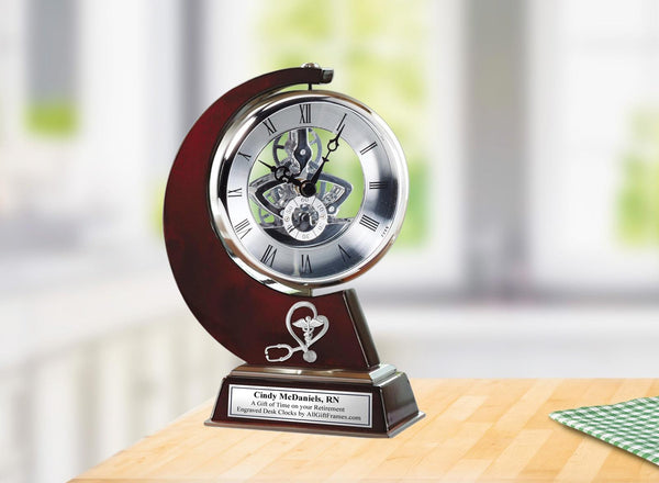 Medical caduceus engrave desk clock nurse doctor student graduation gift RN