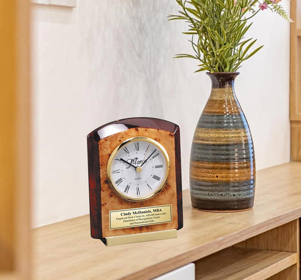 Engrave Desk Clock Gold Graduation Employee Service Retirement Award Coworker