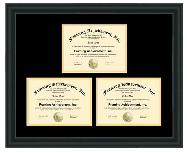 Triple Degree Frame Certificate College Diploma School University Document License Certification Framing Three Matted Holder Display Double