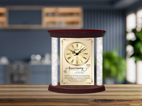 Custom wedding anniversary clock table plaque crystal diamond pillar love romantic celebrate wife husband present girlfriend boyfriend marriage