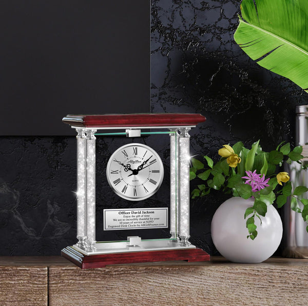 Law enforcement gift policeman engrave desk clock police academy retirement