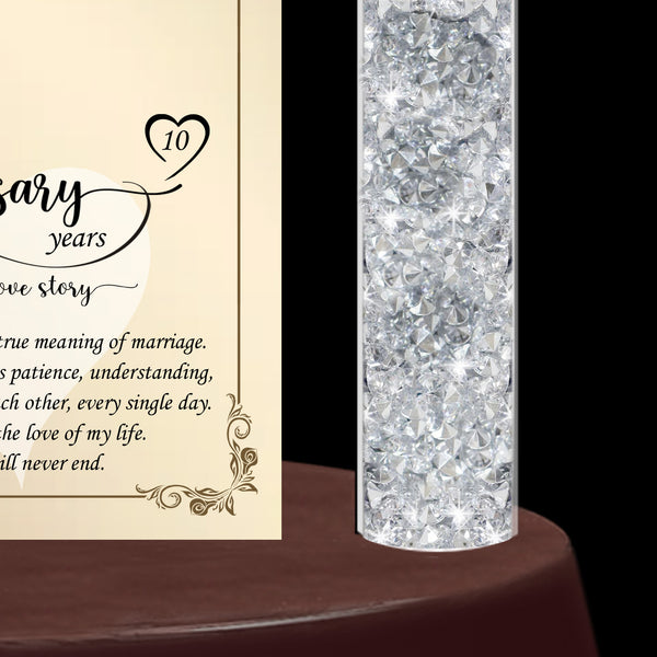 Custom wedding anniversary clock table plaque crystal diamond pillar love romantic celebrate wife husband present girlfriend boyfriend marriage