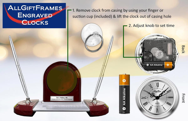 Office name plate gift engraved desk clock pen display congratulation coworker