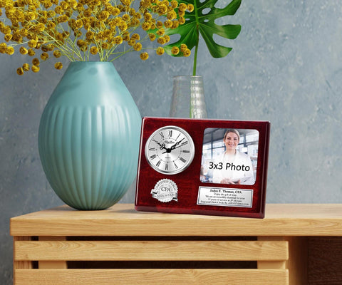 CPA gift engrave desk picture frame clock certified public accountant photo CPA