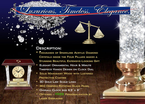 Law school graduation gift lawyer attorney law scale crystal desk clock judge