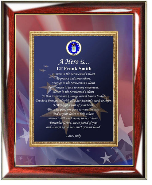Air Force Gift Wall Frame USAF Military Plaque Retirement Promotion Soldier