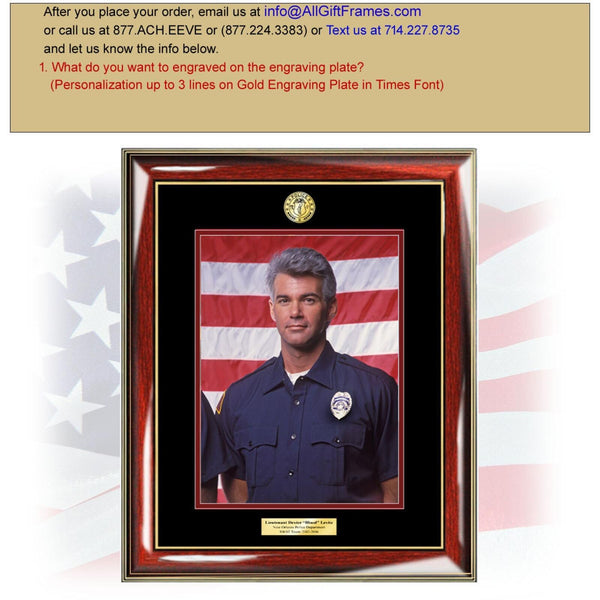 Police Officer Picture Frame 8x10 Sheriff Photo Plaque Law Enforcement Personalized Engraved Matted Graduation Retirement Promotion