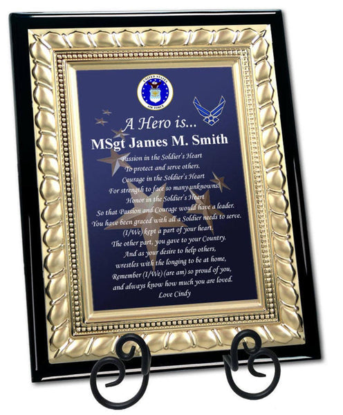 Military Gift USAF Plaque Retirement Discharge Going Away Air Force Gold Plaque