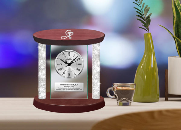 Engrave clock diamond medical BSN RN MD nurse retirement doctor congratulation